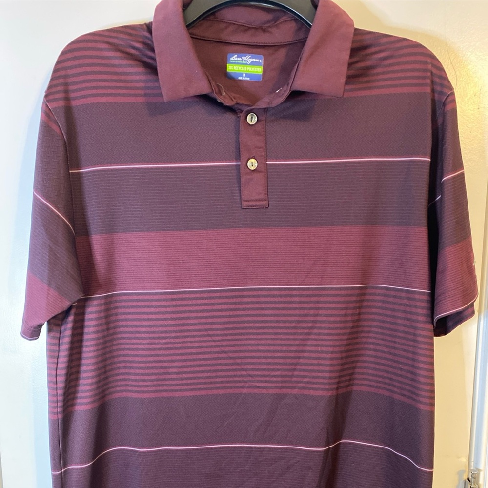 Hogan Men's Polo Shirt - Burgundy Maroon Stripes